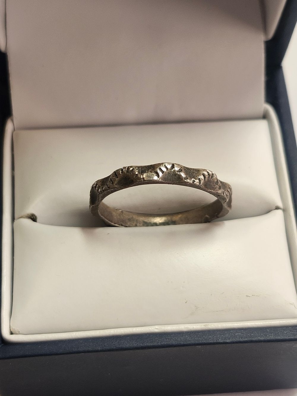 Sterling Silver Textured Band - Women's Ring Size 6 Oxidized